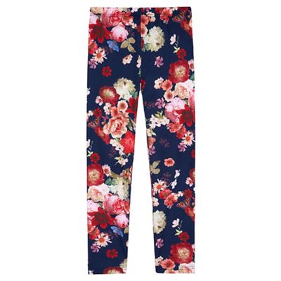 blue Floral Printed Leggings